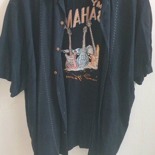 Tommy Bahamas silk shirt XXL, black