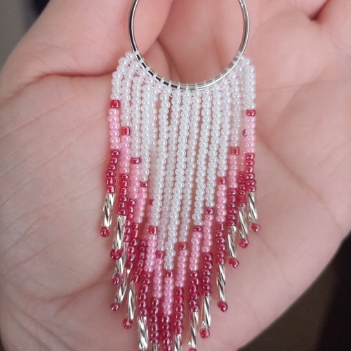 Handmade earrings with fringes from Czech beads and steel hook, new
