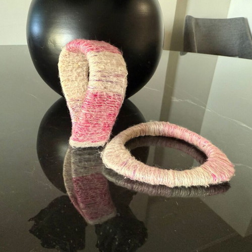 Set of 2 handmade bracelets by Anna Maria Lambert used, pink cotton thread