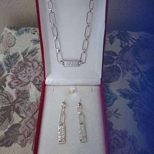 Morgan silver jewelry set with 40cm necklace and earrings new
