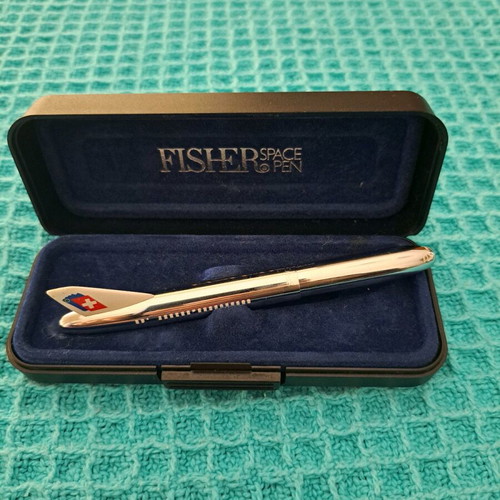 Fisher Space Pen collectible silver with Crossair logo, like new
