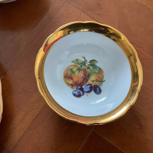 Czechoslovakia pasta plate and bowl set with gold trim