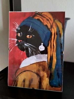 Poster with frame The Cat with the Pearl, new, 13×18 cm