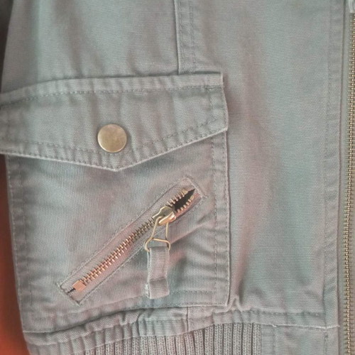 Biston jean jacket used, khaki, crop, slim fit, spring summer