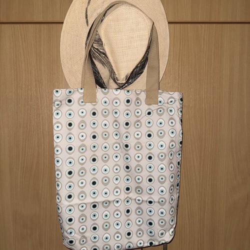 Anamnesia Tote Bag The Eye New, Beige Cotton Shoulder Bag