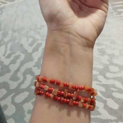 Boho Multi-row Bracelet with Coral and Brown Beads like new