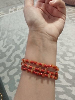Boho Multi-row Bracelet with Coral and Brown Beads like new