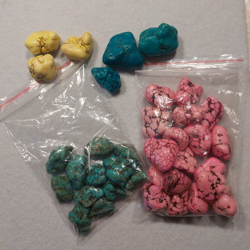 Jewelry making stones turquoise and pink irregular shape
