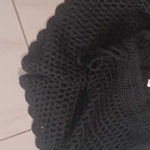 Beachwear set shorts and top black crochet used, size M