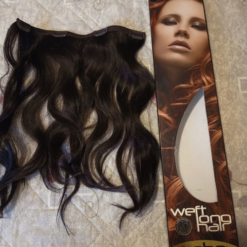 Hair extensions with natural hair like new, 2 pieces with clips