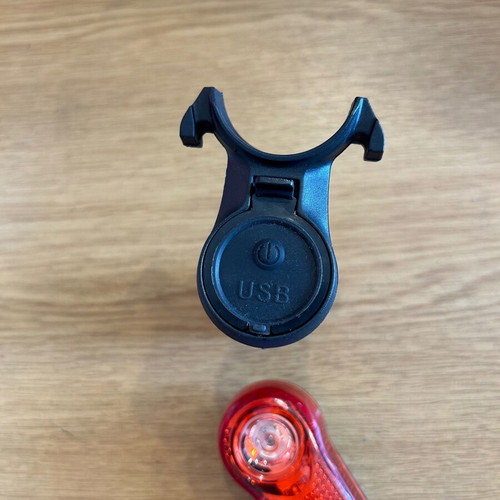 LED bicycle lights, one with 3 color modes