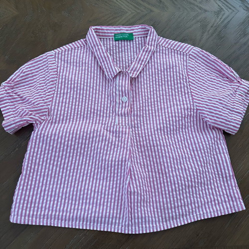 Benetton striped pink shirt like new, size 3-4 years