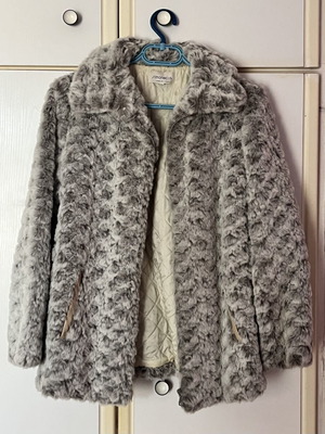 Fur jacket Italian gray, new, size S-M