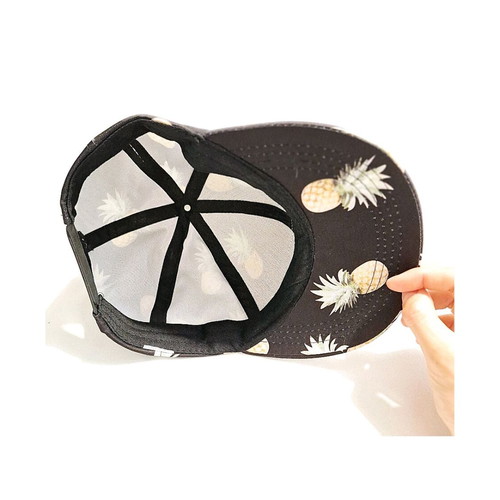 Burisil Jockey hat new, adjustable, black with pineapple design
