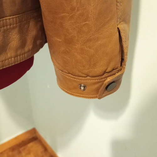 Biker jacket women's new brown faux leather oversize