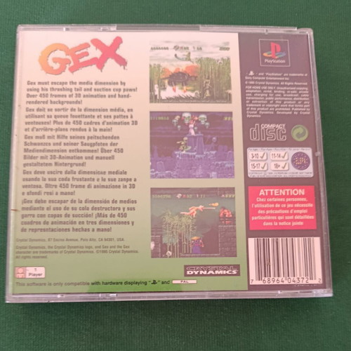 Gex Sony PlayStation 1 game, 1996, Black Label, no manual