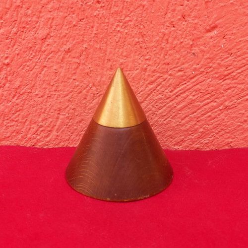 Wooden finial with brass tip