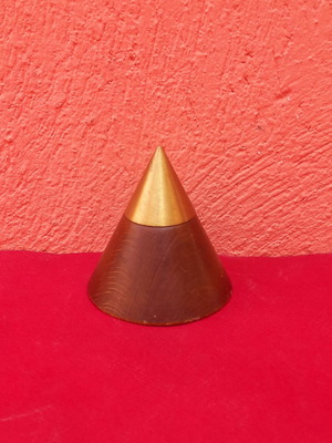 Wooden finial with brass tip