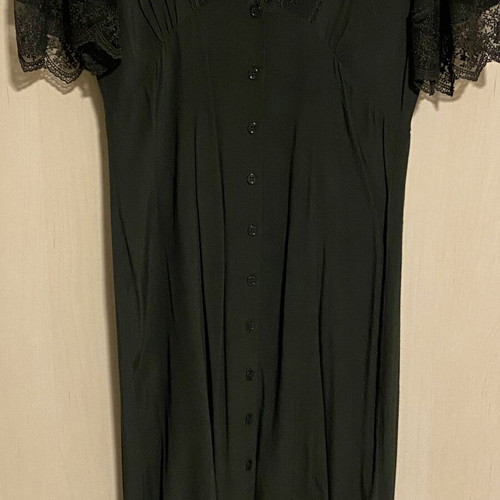Zara long green dress with black lace new