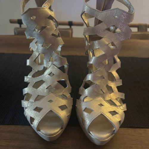Tsitsivas sandals like new, metallic gold and silver, heel height 12cm, size 39