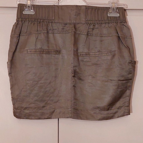 Satin khaki mini skirt - S