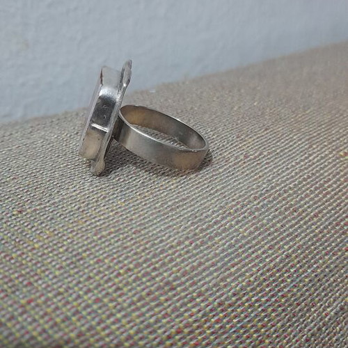 Ring with agate stone, new, sterling silver artisan vintage