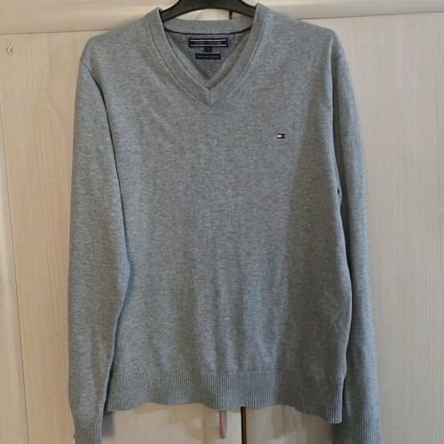 Tommy Hilfiger sweater with cashmere and cotton like new, gray-blue medium size