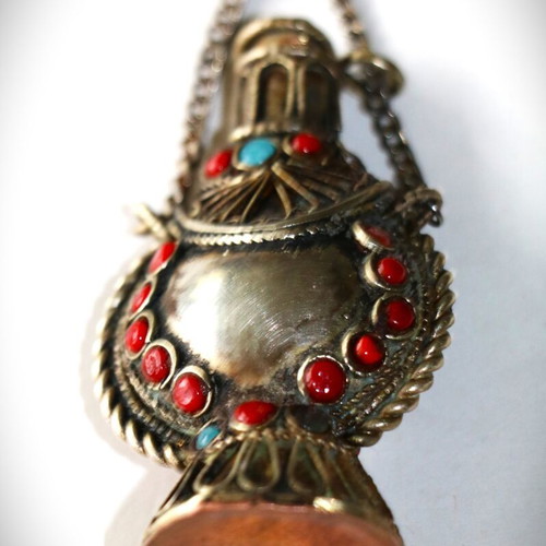 Tibetan Flask Pendant new with semi-precious stones