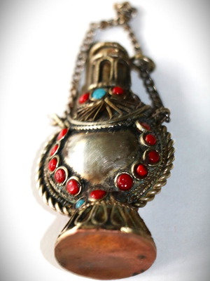 Tibetan Flask Pendant new with semi-precious stones