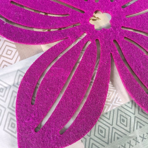Felt pot holder used, flower design