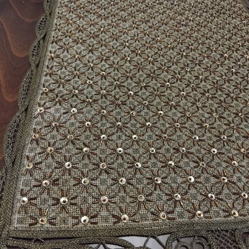 Handmade table runner with beads and lace