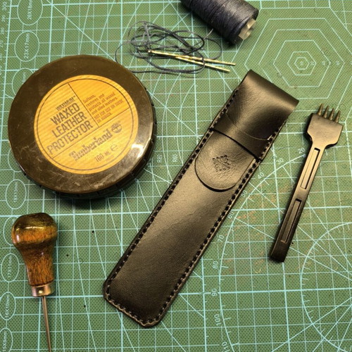 Handmade leather pen and pencil case stitched by hand