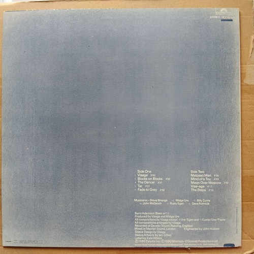 Visage LP used, electronic genre