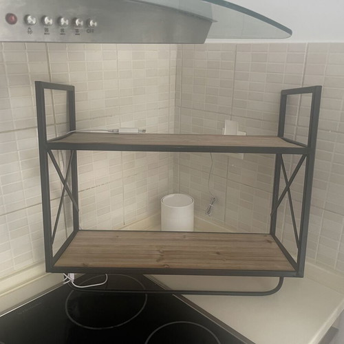 Double Kitchen Shelf used for Coffee Station with Hooks
