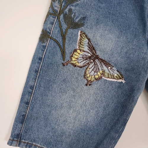 Mek bermuda shorts for 12-year-old girl like new, blue with butterfly embroidery