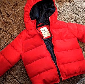 Καπιτονέ κόκκινο ζεστό μπουφάν για αγόρι ή κορίτσι (80cm για βρέφος)