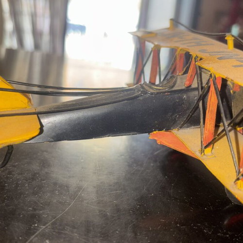 Metal miniature airplane used, 21x21 cm
