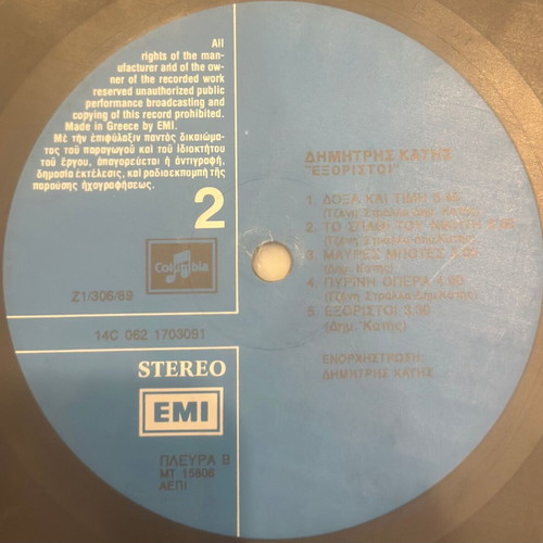 Dimitris Katis Oi Exoristoi vinyl like new, metal