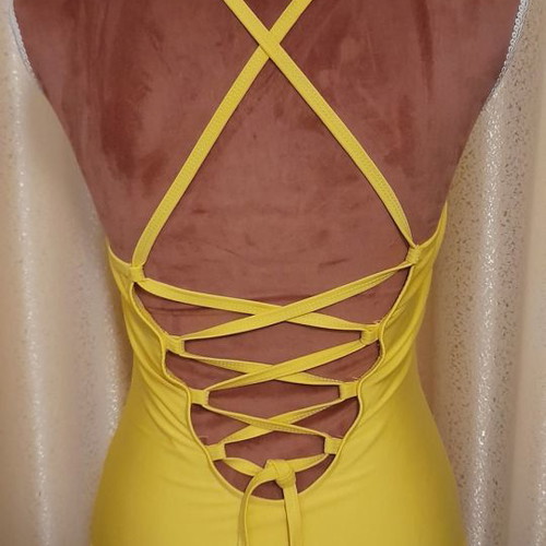 Yellow one-piece swimsuit