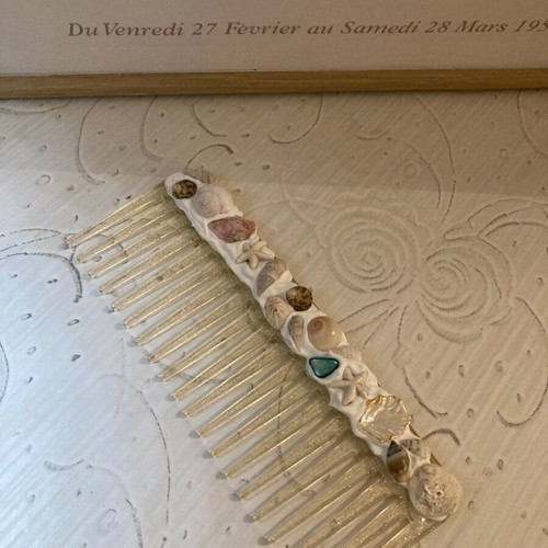 Handmade comb with natural shells and sea stones new