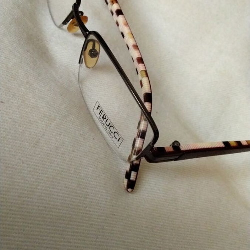 Ferucci Metal Optical Frame like new, nylor style, silver and burgundy
