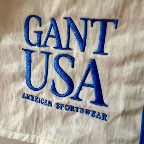 Gant Satin Running Shorts New, White and Blue, Men W34