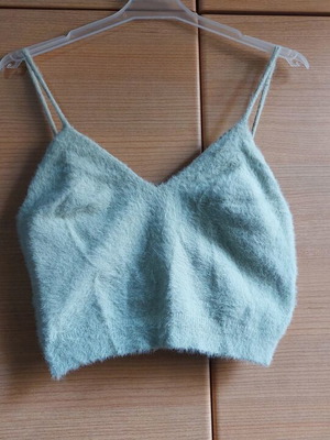 Πλεκτό crop top Shein μεταχειρισμένο σαν καινούργιο, τιρκουάζ, μέγεθος S