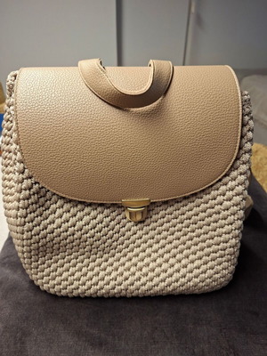 Handmade beige backpack bag