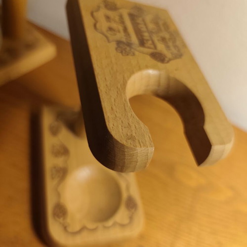 Pauwel Kwak Beer Glasses with Wooden Stands set of 2 like new, vintage style