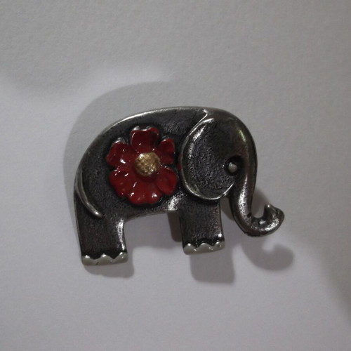 Kuhn Zinn Enamel Elephant Pewter Pin like new, Art Nouveau
