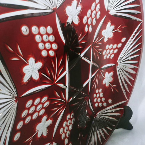 Nachtmann decanter and Joska Traube Bleikristall ruby red plate set like new