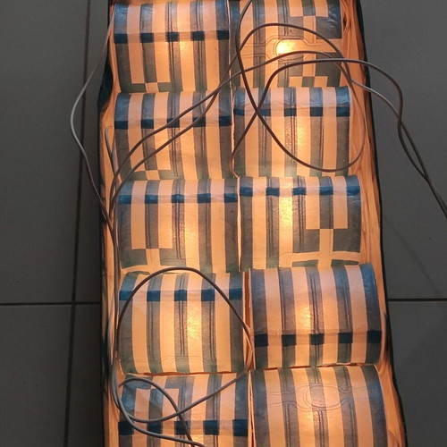 Chain with 10 paper lanterns with Greek flag designs, 3.3m cable