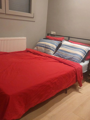 Iron bed with headboard and matching nightstand like new