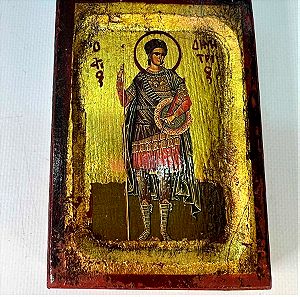 Εκκλησιαστική ξύλινη εικόνα Άγιος Δημήτριος 12x8 cm